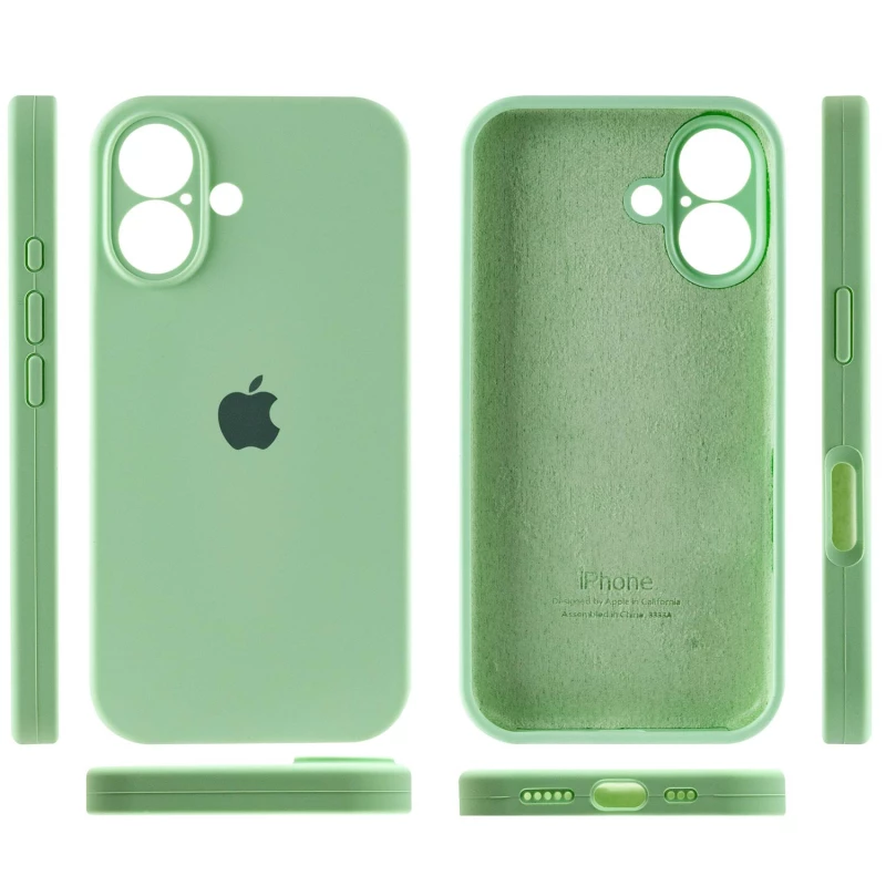 Чехол Silicone Case с защитой камеры для Apple iPhone 16 – Зеленый / Pistachio. Фото 4 из 8