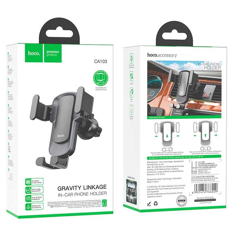 Автодержатель Hoco CA103 – Черный. Фото 6 из 7