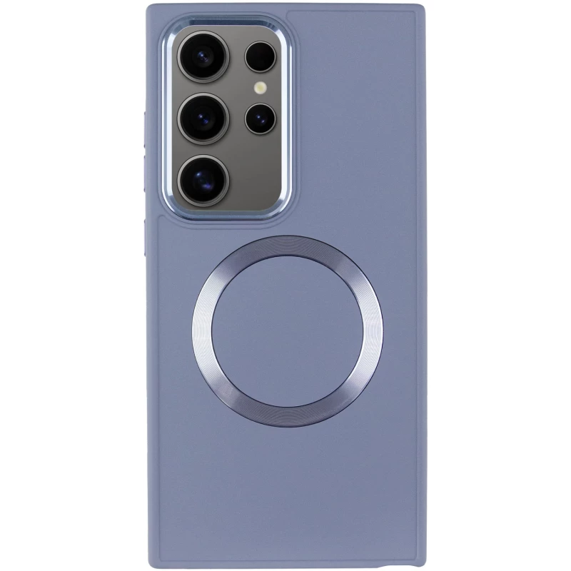 TPU чехол Bonbon с металлическими кнопками та MagSafe на Samsung Galaxy S24 Ultra – Серый / Lavender. Фото 4 из 11