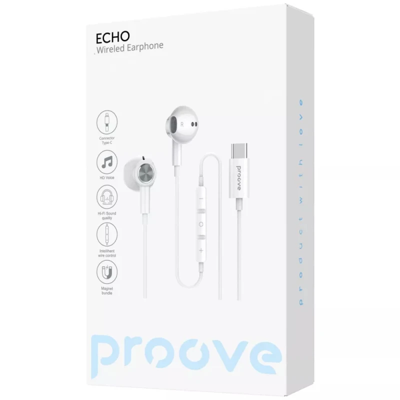 Стерео Навушники Proove Echo with microphone (Type-C) – White. Фото 2 з 2