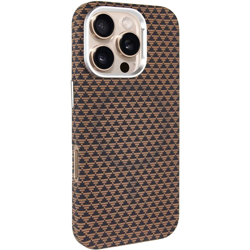 Чехол TPU+PC KVZV Triangular Pattern with Magnetic Fit для Apple iPhone 16 Pro – Khaki. Фото 1 из 6
