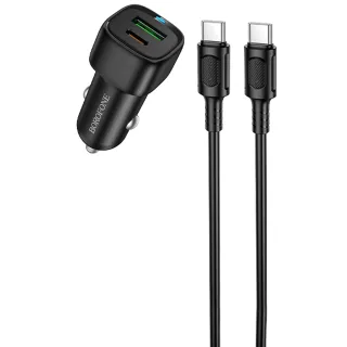 АЗП Borofone BZ34B Cloud PD20W+QC3.0 total 38W (1USB-A/1C) + кабель Type-C to Type-C — Black