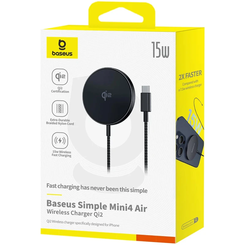 БЗП Baseus Simple Mini4 Air Magnetic Qi2 15W (P102782) – Cluster Black. Фото 2 з 4