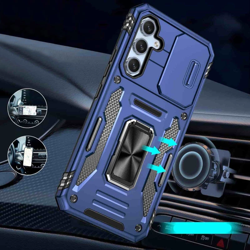 Ударостійкий чохол Square Ring зi шторкою на камеру на Samsung Galaxy S25 – Синій / Navy. Фото 3 з 13