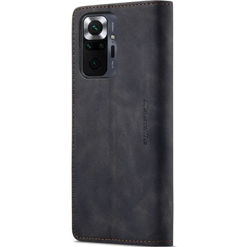Шкіряний чохол-книжка CaseMe Velvet Nubuck для Xiaomi Redmi Note 10 Pro – Black. Фото 4 з 6