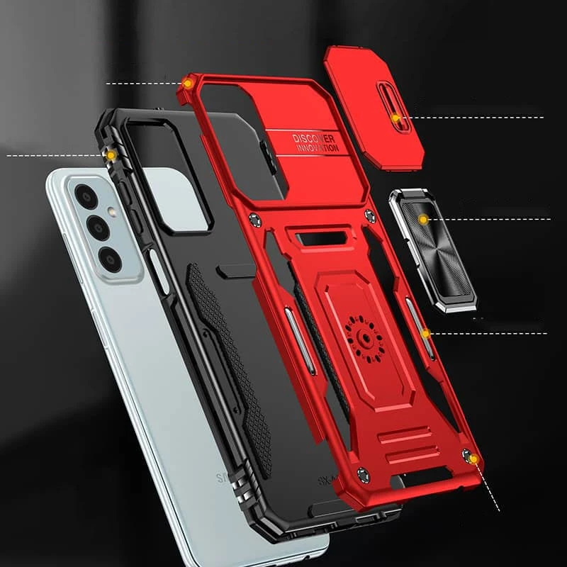 Ударостійкий чохол Square Ring зi шторкою на камеру на Samsung Galaxy S25 FE – Червоний / Red. Фото 11 з 13