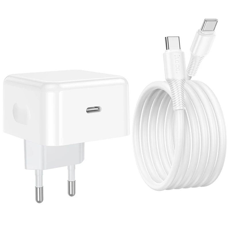 СЗУ Hoco C161A Speed PD40W (1USB-C) + кабель Type-C to Type-C – White. Фото 6 из 6