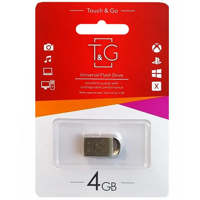 Флеш-накопичувач T&G 107 Metal Series — 4GB – Срібний. Фото 2 з 2