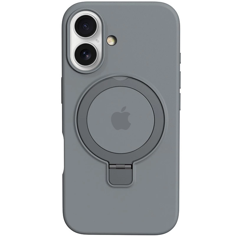 Силіконовий чохол Full Protective з кільцем-тримачем Apple iPhone 16 – Grey. Фото 2 з 4