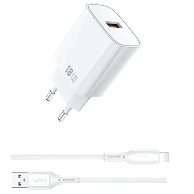 МЗП WIWU G006 Essen QC3.0 18W GaN (1USB-A) + кабель USB to Lightning фото 1 з 1
