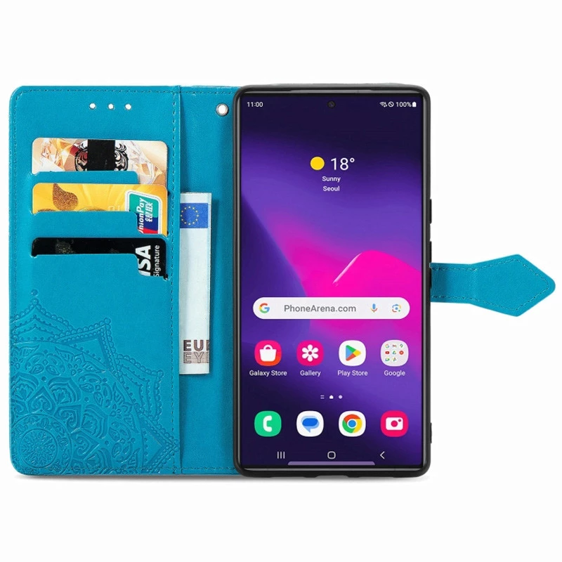 Кожаный чехол-книжка Art Case с визитницей для Samsung Galaxy S25 Ultra – Синий. Фото 3 из 10