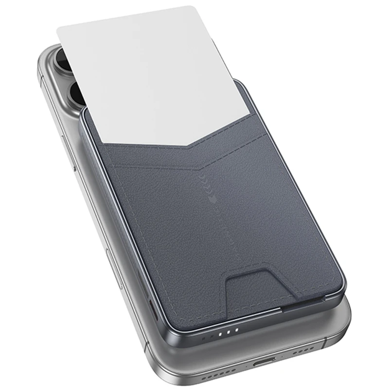 Портативний ЗП Power Bank Hoco Q46 Title PD20W з БЗП+card holder 5000 mAh – Silver gray. Фото 3 з 6