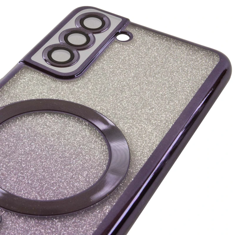 Чохол з блискітками, захисними лінзами на камеру та MagSafe на Samsung Galaxy S21 FE – Фіолетовий / Deep Purple. Фото 9 з 11