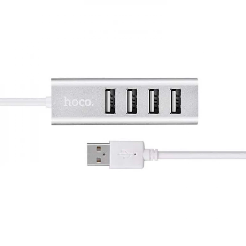 

Переходник HUB Hoco HB1 USB to USB 2.0 (4 port) (1m) (Серебряный), Срібний