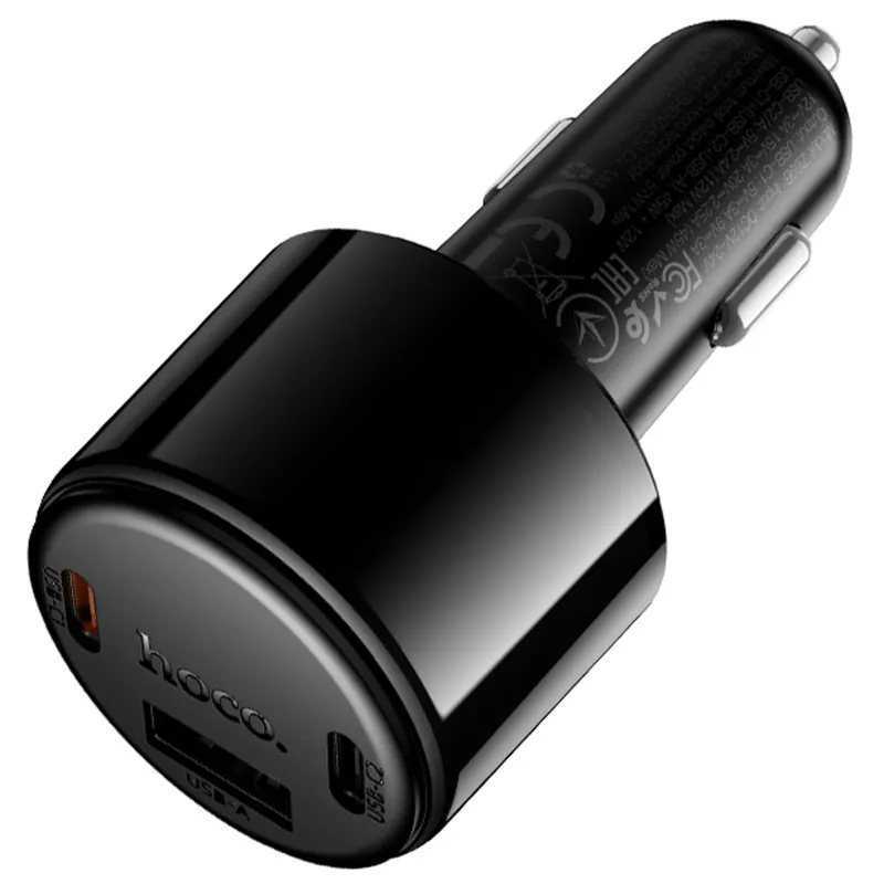 АЗП Hoco Z69B Vivido PD57W+QC3.0 (1USB-A/2C) – Black. Фото 6 з 6
