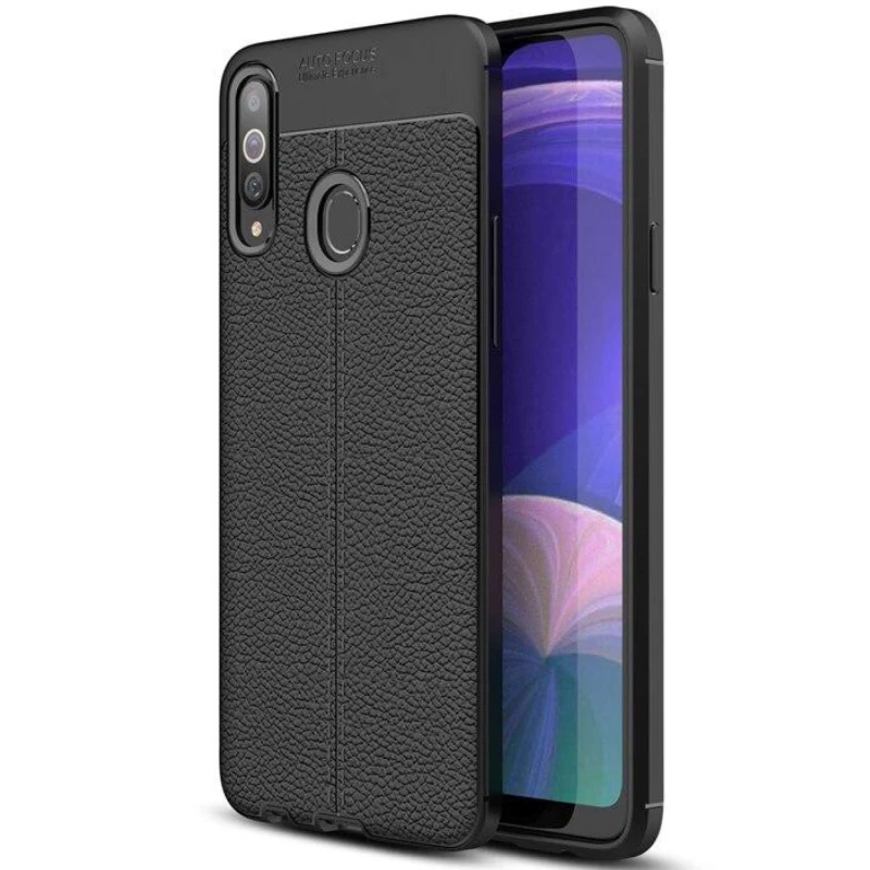 

TPU чохол з імітацією шкіри на Samsung Galaxy A20s (Чорний)