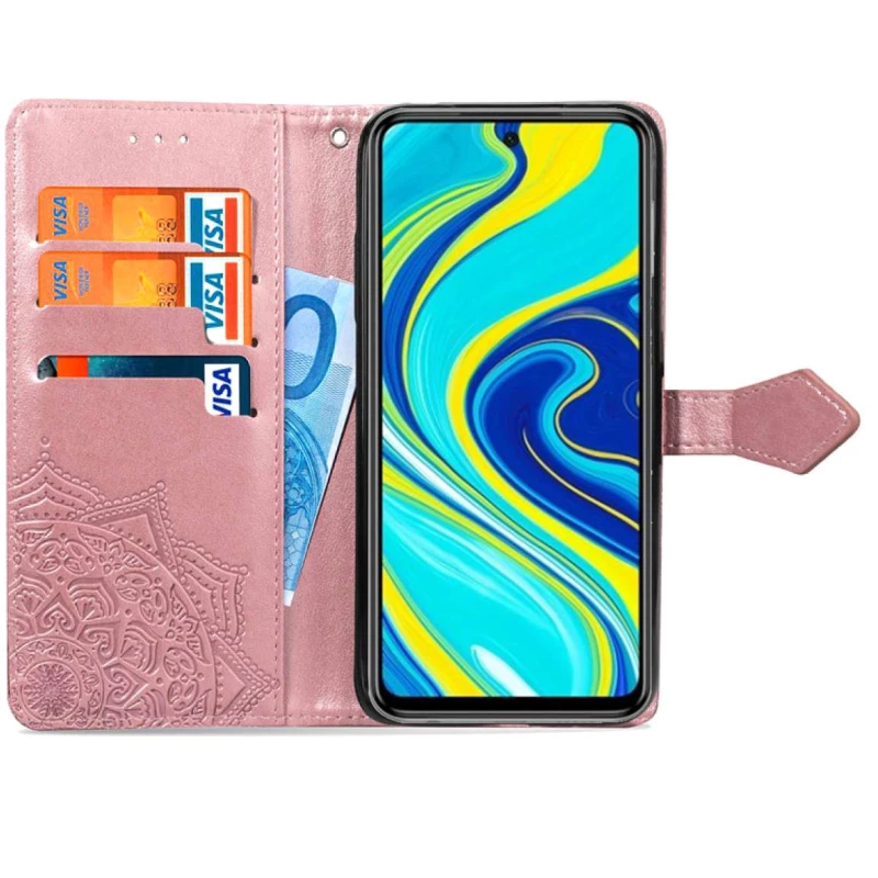 Шкіряний чохол-книжка Art Case з візитницею для Xiaomi Redmi Note 9s / Note 9 Pro / Note 9 Pro Max – Рожевий. Фото 2 з 4