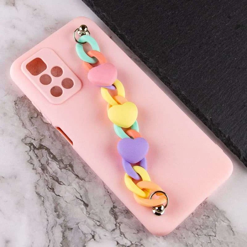 Чехол Heart с цепочкой для Xiaomi Redmi 10 – Pink Sand. Фото 3 из 4