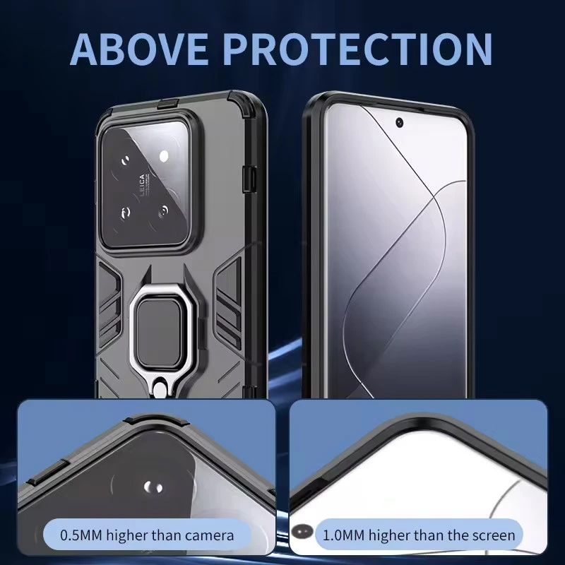 Протиударний чохол Transformer з кільцем на Xiaomi 14 Pro – Чорний / Soul Black. Фото 7 з 8