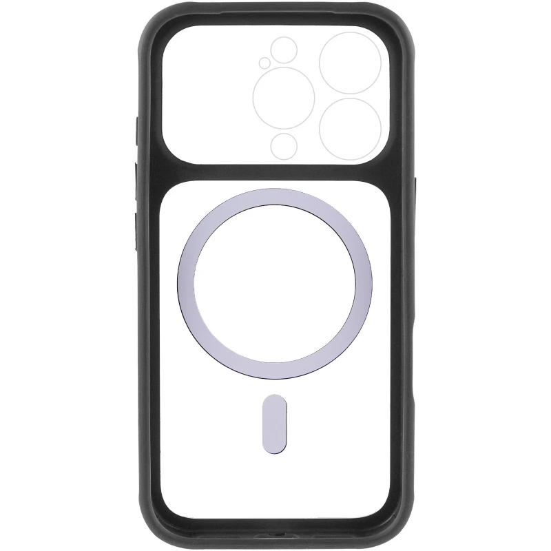 Чехол TPU GETMAN Moon Clear with MagSafe для Apple iPhone 16 Pro Max – Black. Фото 6 из 8