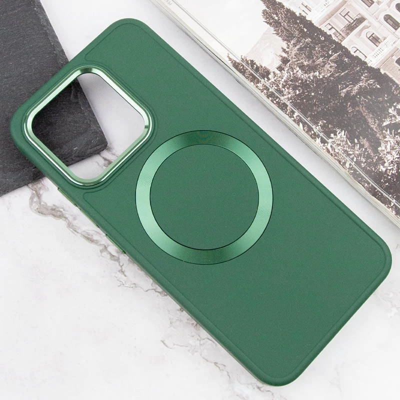 TPU чохол Bonbon з металевими кнопками та MagSafe на Xiaomi 14 Pro – Зелений / Army Green. Фото 4 з 5