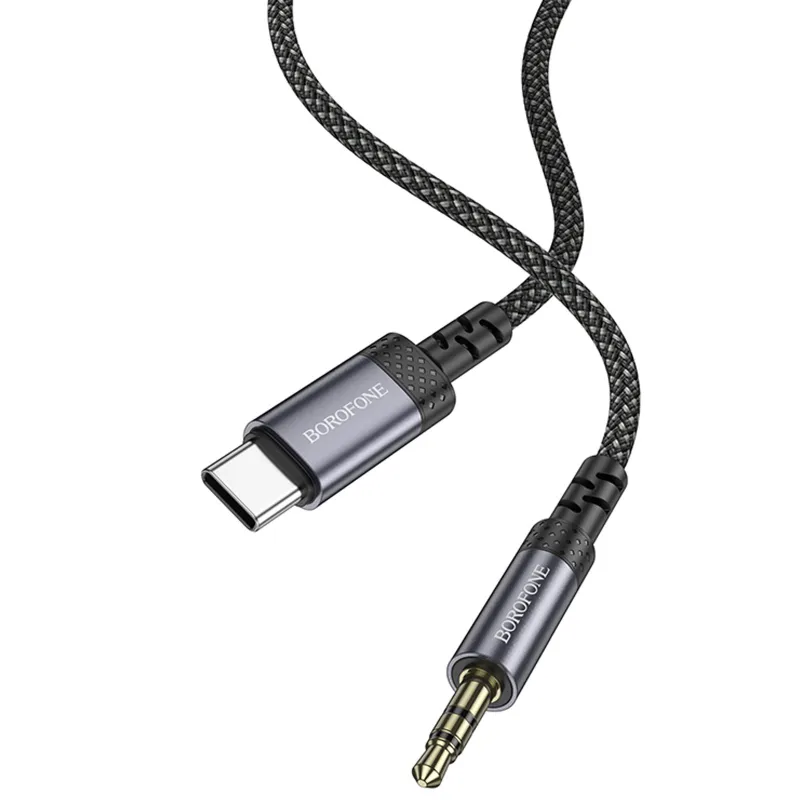 Аудіо кабель Aux Borofone BL24 Graceful Type-C to AUX 3.5mm) (1m) – Metal grey. Фото 6 з 7
