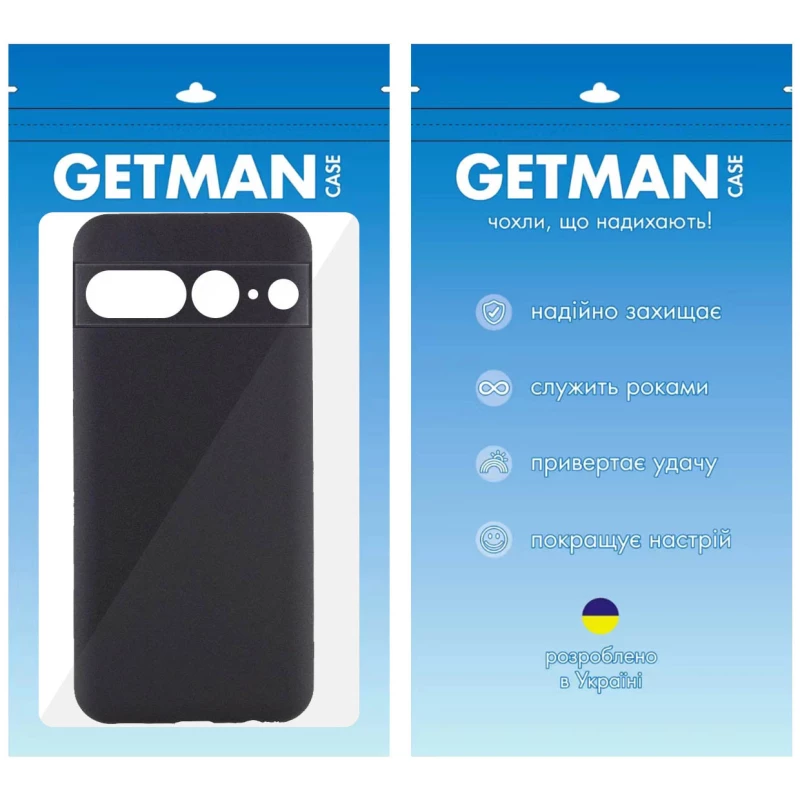 Кольоровий силіконовий чохол GETMAN із закритою камерою для Google Pixel 7 Pro – Чорний / Black. Фото 3 з 3