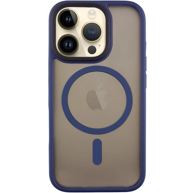 TPU+PC чохол Metal Buttons with Magnetic Fit для Apple iPhone 16 Pro – Синій / Navy Blue. Фото 2 з 9