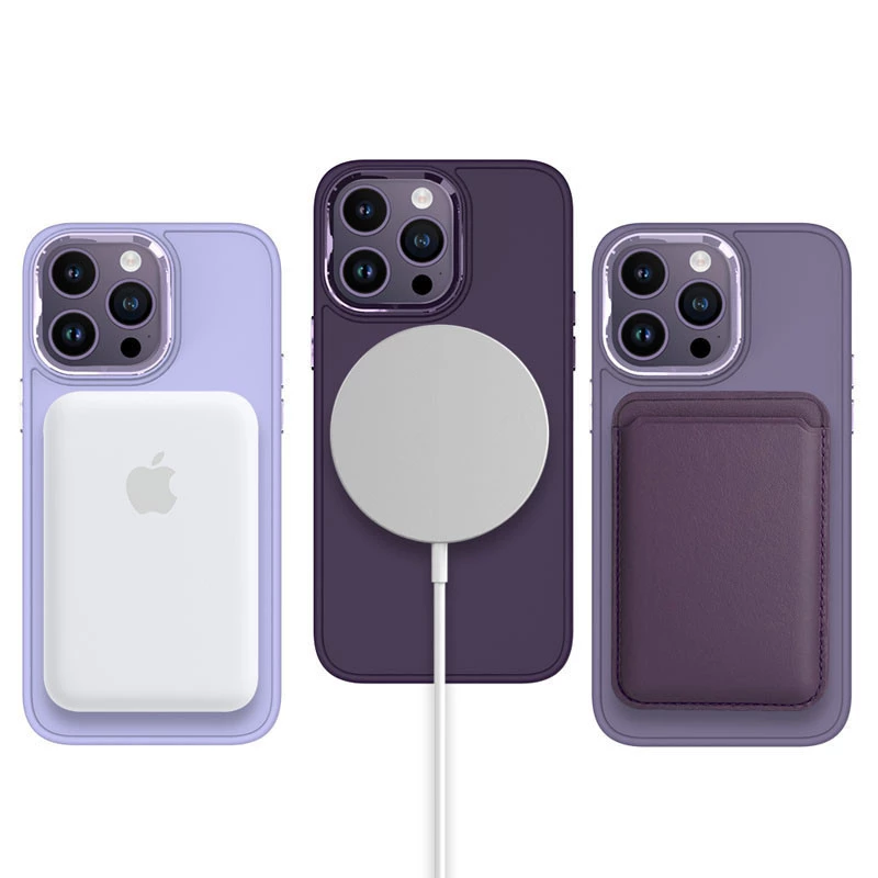 TPU чехол Bonbon с металлическими кнопками та MagSafe на Apple iPhone 16 Pro – Фиолетовый / Dark Purple. Фото 6 из 19