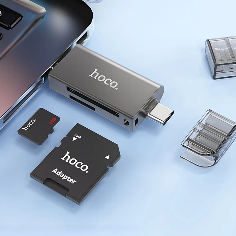 Картридер Hoco HB39 USB/Type-C 3.0 high-speed card reader – Metal gray. Фото 8 з 8