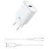 МЗП WIWU G006 Essen QC3.0 18W GaN (1USB-A) + кабель USB to Type-C – White. Фото 1 з 2