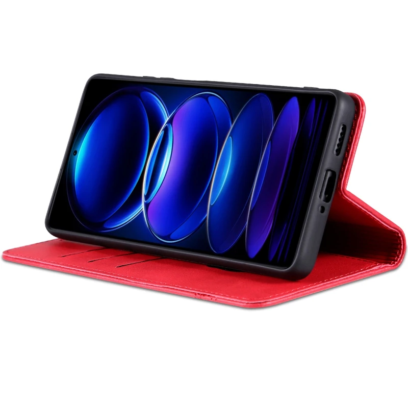 Шкіряний чохол-книжка AZNS Classic series для Xiaomi Redmi 15 (EU) – Red. Фото 4 з 4