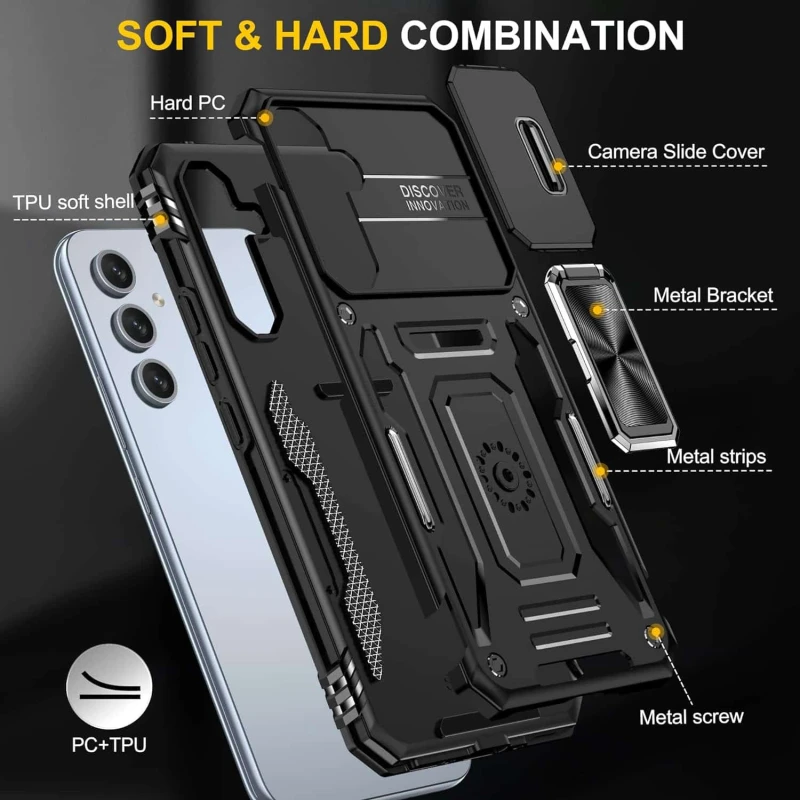 Ударопрочный чехол Square Ring c шторкой на камеру для Samsung Galaxy S25 FE – Черный / Black. Фото 4 Ударопрочный чехол Square Ring c шторкой на камеру для Samsung Galaxy S25 FE – Черный / Black. Фото 4 из 13