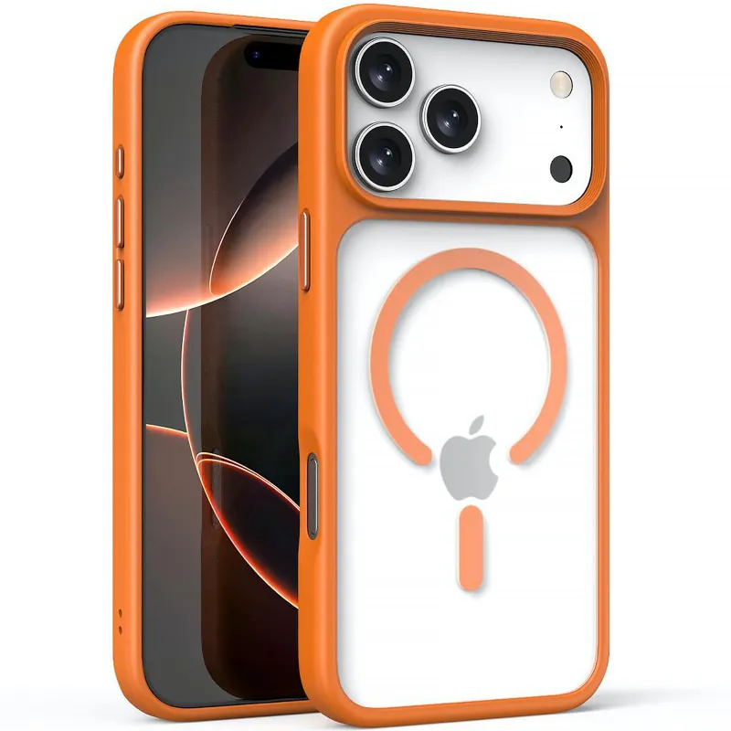 TPU+PC чохол Metal Buttons with Magnetic Fit для Apple iPhone 17 Pro Max (6.9") – Помаранчевий / Orange. Фото 1 з 1