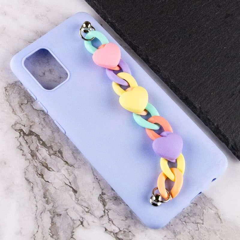 Чехол Heart с цепочкой для Samsung Galaxy A51 – Lilac Blue. Фото 3 из 4