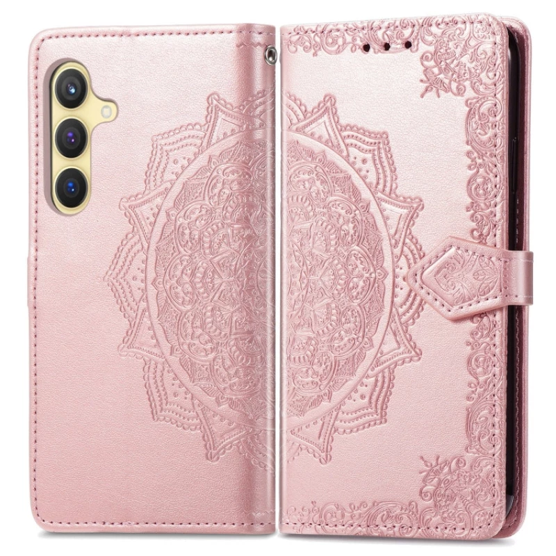 Шкіряний чохол-книжка Art Case з візитницею для Samsung Galaxy S25 – Рожевий. Фото 6 з 7