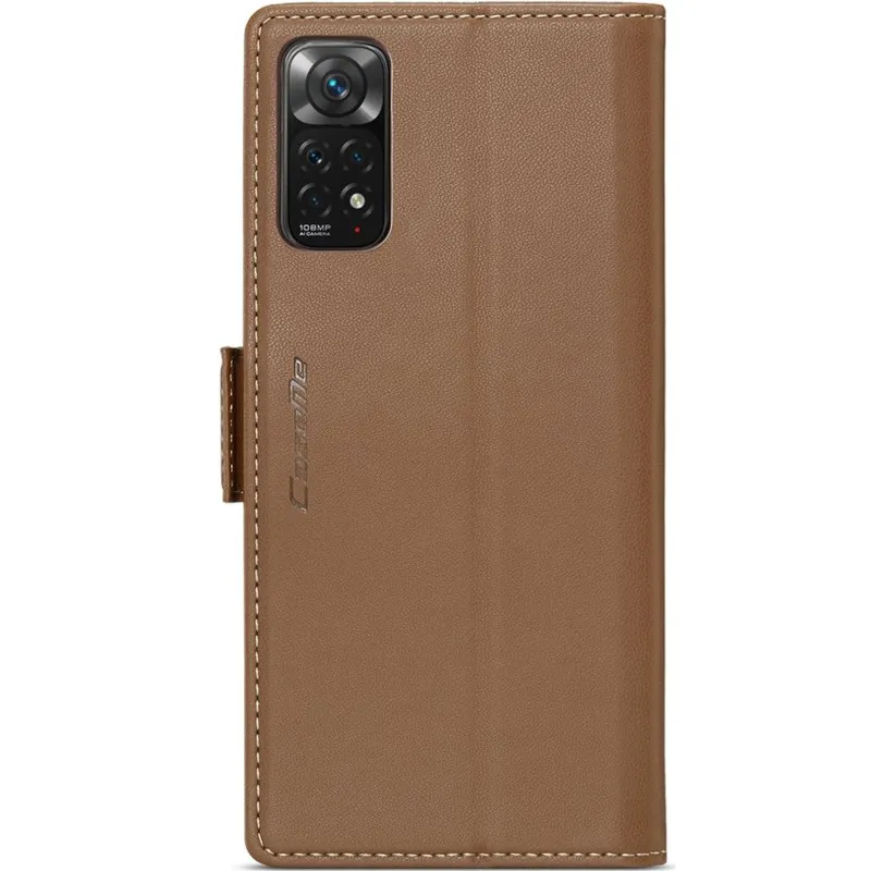 Шкіряний чохол-книжка CaseMe Nappa leather для Xiaomi Redmi Note 11 (Global) / Note 11S – Brown. Фото 7 з 10