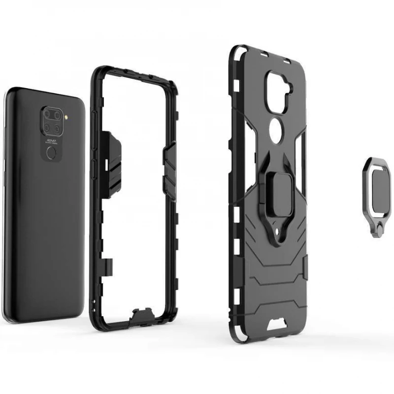 Протиударний чохол Transformer з кільцем на Xiaomi Redmi Note 9 / Redmi 10X – Чорний / Soul Black. Фото 4 з 7