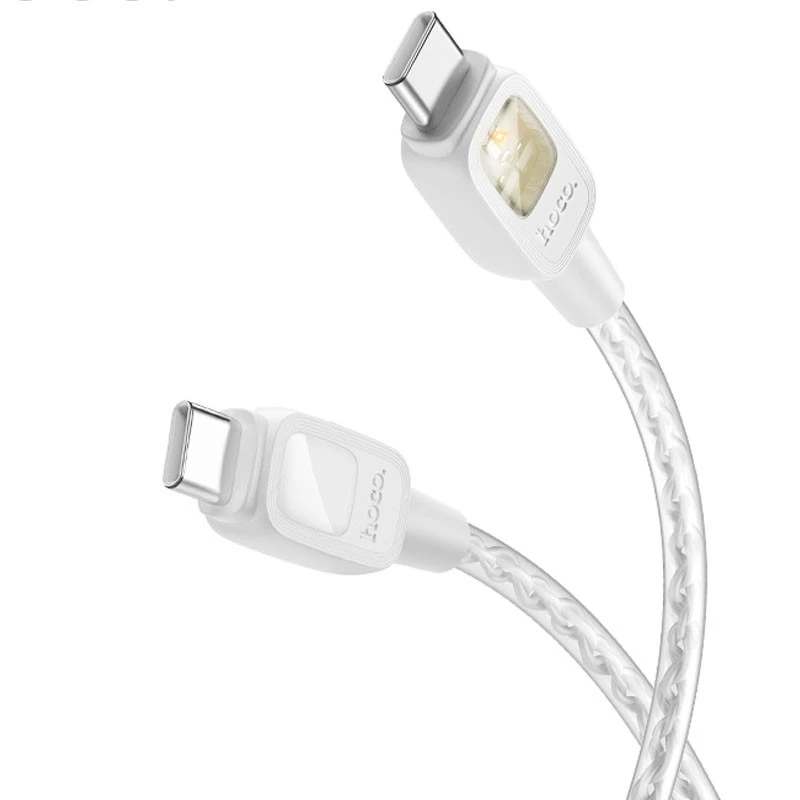 Дата кабель Hoco U124 Stone silicone power-off 60W Type-C to Type-C – Gray. Фото 2 з 6