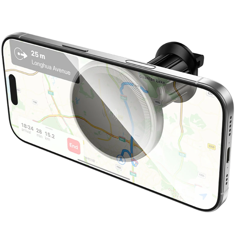 Автотримач з БЗП Borofone BH224 Flash 15W (air outlet) – Black. Фото 5 з 6