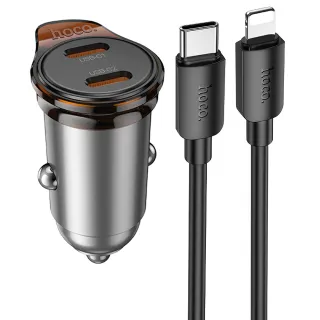 АЗП Hoco NZ16B Rigorous PD45W (2USB-C) + кабель Type-C to Lightning фото 1 з 1