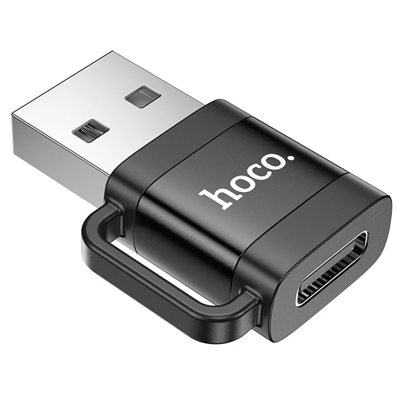 Перехідник Hoco UA31D OTG USB male to Type-C female USB2.0 – Black. Фото 2 з 5