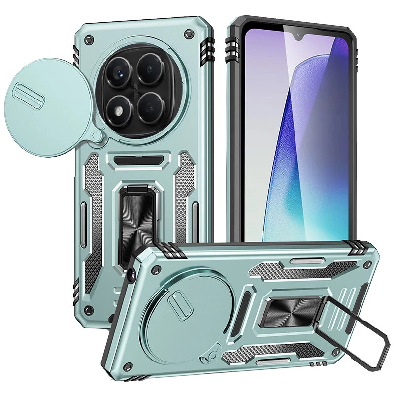 Ударостійкий чохол Square Ring зi шторкою на камеру на Xiaomi Redmi Note 15 Pro+ 5G – Зелений / Light Green. Фото 1 з 1