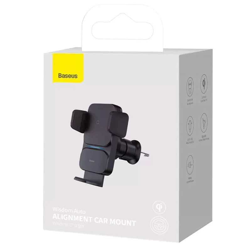 Автотримач з БЗП Baseus Wisdom Auto Alignment (QI 15W) (Air Outlet base) (CGZX000001) – Black. Фото 6 з 7