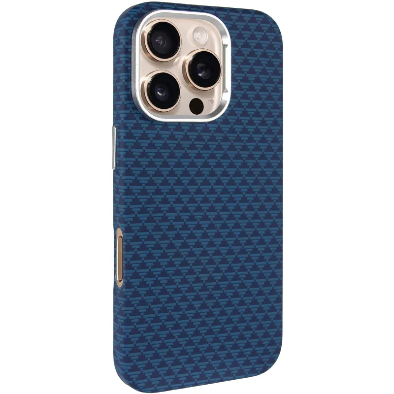 Чехол TPU+PC KVZV Triangular Pattern with Magnetic Fit для Apple iPhone 16 Pro Max – Blue. Фото 1 из 6