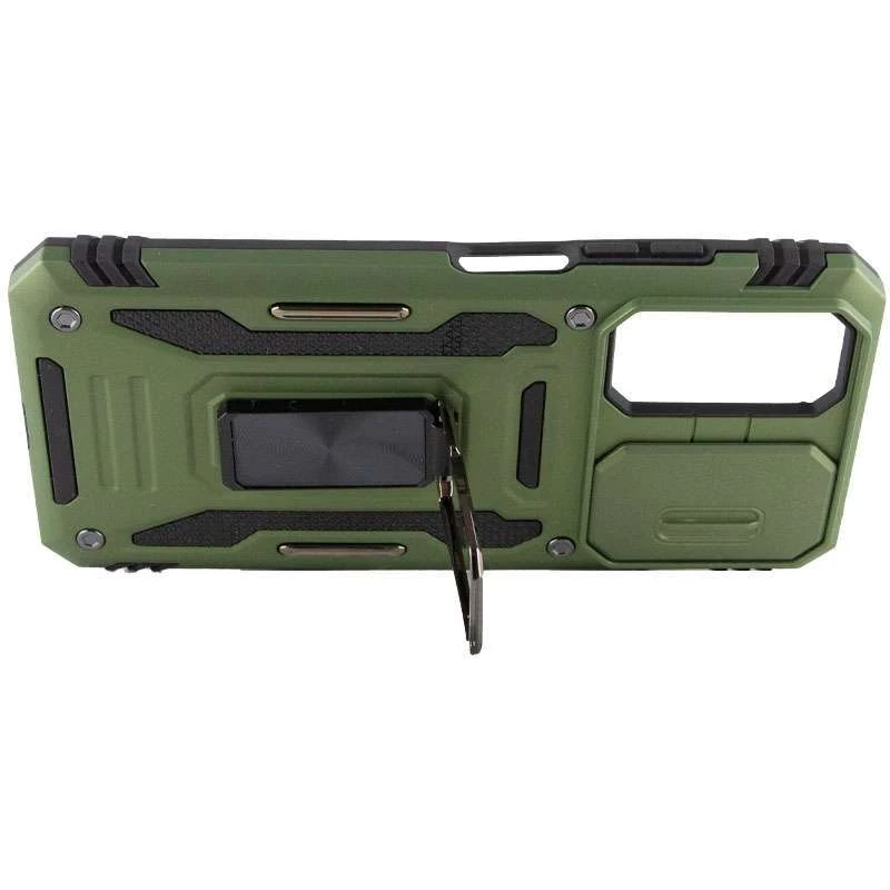 Ударопрочный чехол Square Ring c шторкой на камеру для Xiaomi Redmi Note 11 (Global) / Note 11S – Оливковый / Army Green. Фото 6 из 7