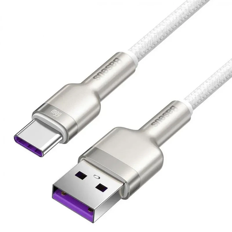 Дата кабель Baseus Cafule Metal Data USB to Type-C 66W (1m) (CAKF00010) – White. Фото 2 з 5