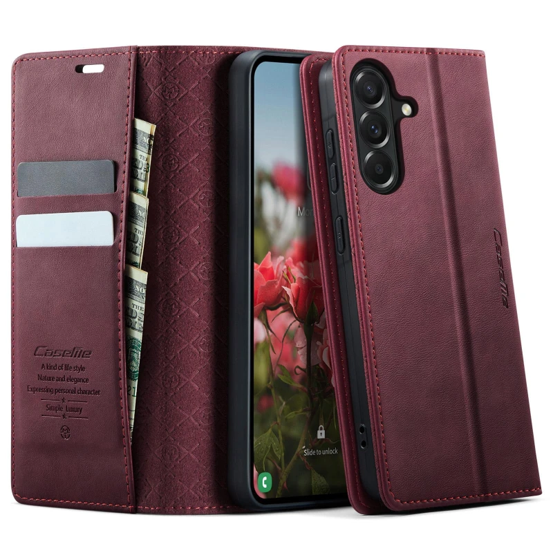 Шкіряний чохол-книжка CaseMe Velvet Matte для Samsung Galaxy A36 5G – Red. Фото 2 з 5