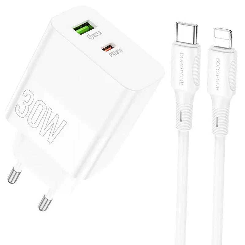 

МЗП Borofone BA75A PD30W+QC3.0 + Type-C + Lightning (White)