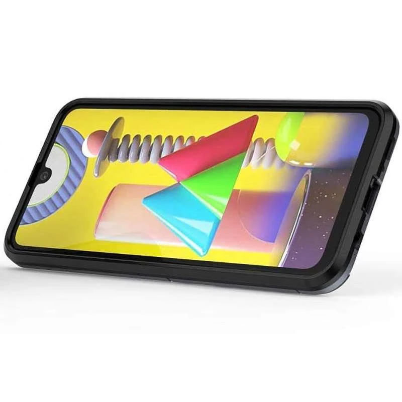 Противоударный чехол Transformer с кольцом для Samsung Galaxy M21 – Серый / Metal slate. Фото 5 из 6